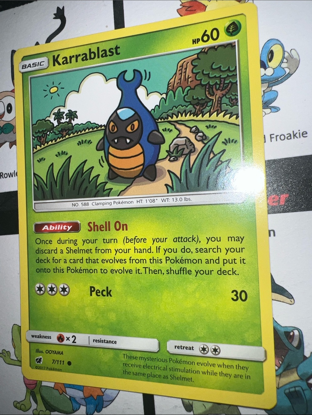 Pokemon Karrablast Yellow Green Illustrated Trading Card